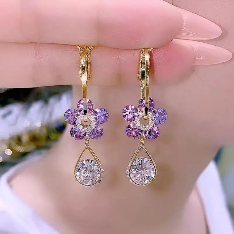 Brinco Violeta em Zircônias - Lafemininy