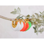 Yhpup multicolorido esmalte de aço inoxidável geométrico grosso brincos de argola feminino elegante metal à prova d'água joias para festa de verão