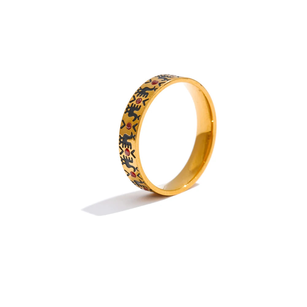 Yhpup tamanho 6 7 8 esmalte zircão anel dourado frango novo design exclusivo e elegante joias de dedo da moda em aço inoxidável