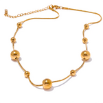 Yhpup colar de corrente de contas redondas de aço inoxidável de alta qualidade para mulheres 18K banhado a PVD joias elegantes à prova de ferrugem