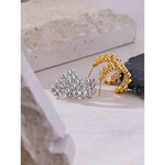 Yhpup distintivo aço inoxidável em forma de c contas em camadas oco huggie brincos feminino declaração moda diária jóias presente