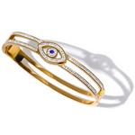 Yhpup 60mm zircônia cúbica olho aço inoxidável moda pulseira 18k banhado a ouro declaração turquia na moda charme jóias presente