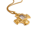 Yhpup delicado aaa brilhante zircônia cúbica cruz pingente colar cor de ouro aço inoxidável clássico charme colar jóias 2025