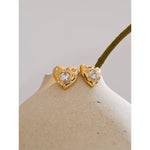 Yhpup zircônia cúbica coração amor diário à prova d'água brincos de aço inoxidável charme joias da moda presente de dia dos namorados