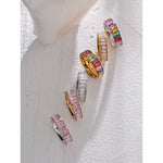 Yhpup delicado brilhante colorido zircônia cúbica aço inoxidável anel múltiplo de alta qualidade luxo cz bling popular moda jóias