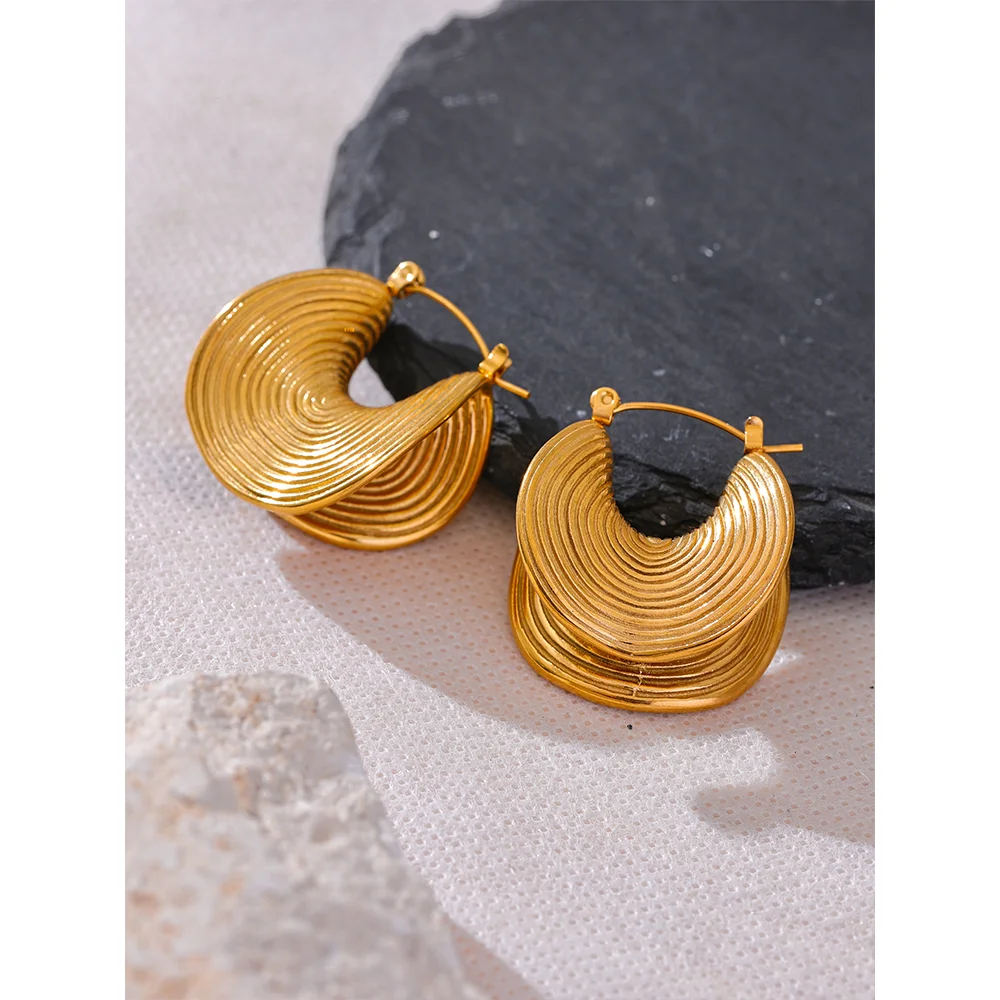 Yhpup elegante exclusivo de aço inoxidável geométrico declaração brincos à prova dwaterproof água criativo metal cor ouro temperamento jóias femininas