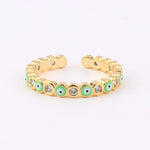 Lucky Eye Azul Turco Evil Eye Anel Aberto Cobre Cor Dourada Anéis de Dedo Ajustáveis para Mulheres Meninas Homens Moda Jóias