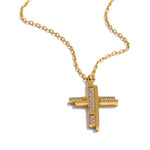 Yhpup cnc moda pingente colar requintado zircônia cúbica cruz 18k ouro pvd banhado tendência delicado jóias únicas atacado
