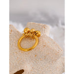 Yhpup declaração de aço inoxidável empilhados contas artesanal anel dourado para mulheres resistente a manchas metal atraente jóias exclusivas