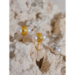 Brincos geométricos de prata esterlina, pérolas naturais de água doce, garanhão pequeno, moda de alta qualidade, joias finas, presente de luxo