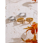 Yhpup brincos de argola cruzados de zircônia cúbica de alta qualidade, versátil, diário, aço inoxidável, joias, presente