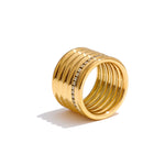 Yhpup 18k pvd banhado a zircônia incrustada em camadas anel largo redondo 316l aço inoxidável popular 2025 acessórios de joias presente