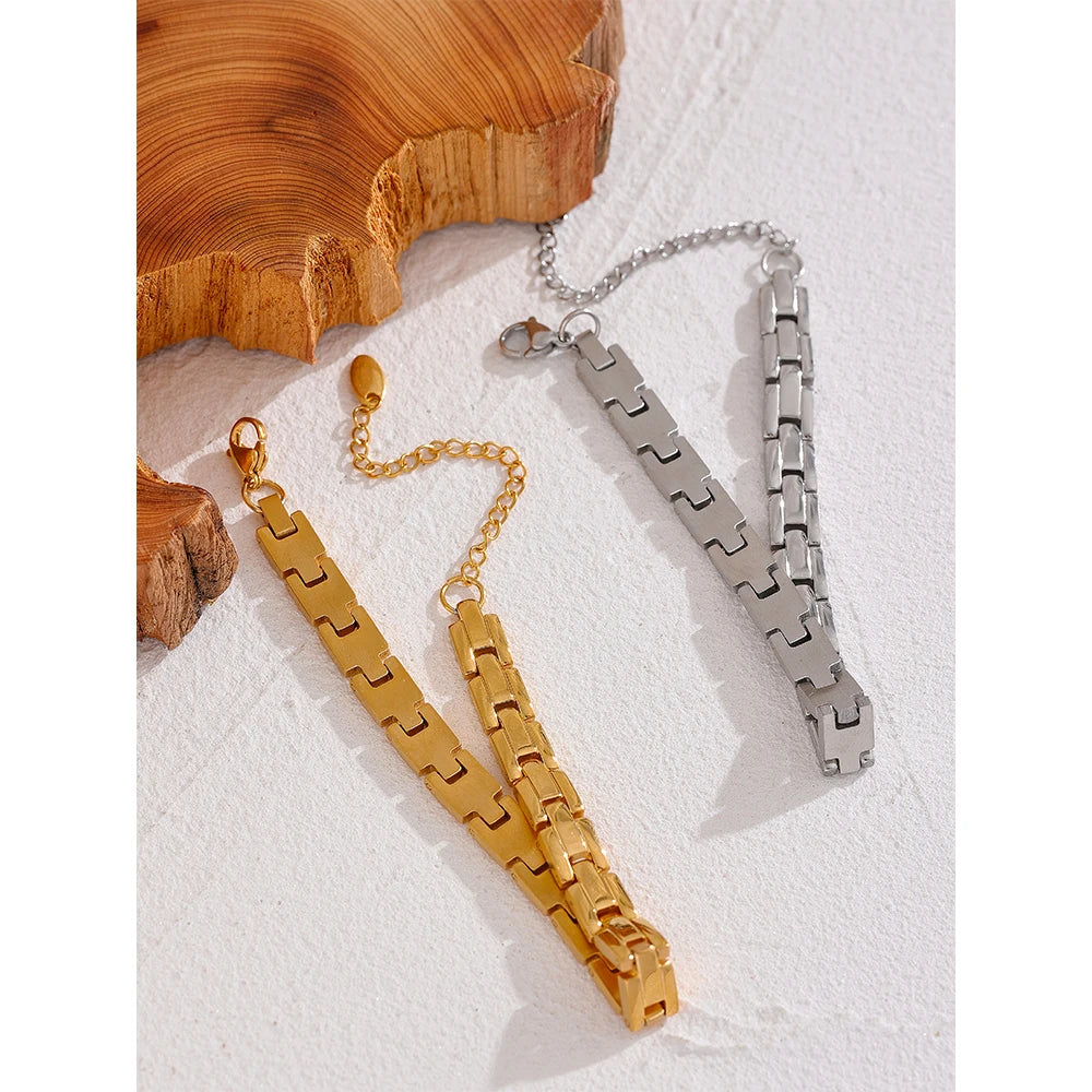 Yhpup 316L Charme de aço inoxidável corrente polida pulseira dourada pulseira ampla Pvd ajustável joias de pulso mulheres homens