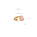Yhpup-925 Anel Ajustável Aberto de Prata Esterlina para Mulheres, Rosa, Quartzo, Pedra, Flor, Planta, Joalheria Fina, Elegante, Requintado, Presente Chique