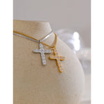 Yhpup requintado zircônia cúbica cruz pingente cnc colar resistente à água 316l aço inoxidável delicado jóias acessórios presente