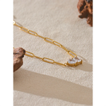 Yhpup premium aaa zircônia cúbica pingente colar cor de ouro corrente aço inoxidável geométrico jóias de alta qualidade para mulher