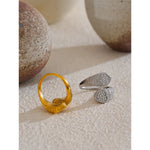 Yhpup elegante anel ajustável de aço inoxidável com zircônia coração cobra para mulheres joias banhadas a PVD 18K novo