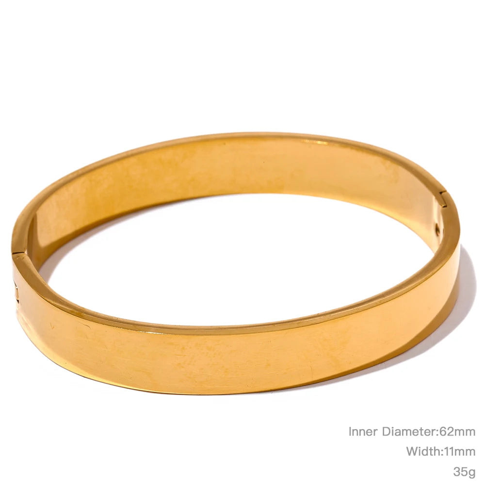 Yhpup pulseira larga redonda de aço inoxidável de alta qualidade, textura da moda, cor dourada e prateada, à prova d'água, joia, presente