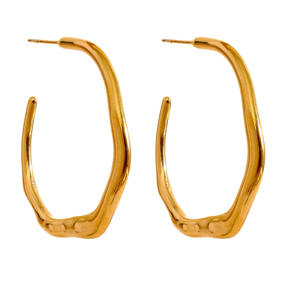 Yhpup minimalista de aço inoxidável geométrico chique brincos à prova dwaterproof água metal 18k banhado a ouro simples diário alta qualidade jóias presente
