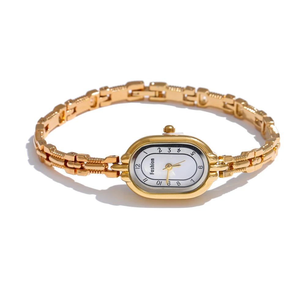 Yhpup Moda Relógio Lades' de Aço Inoxidável com Movimento Japão À Prova D 'Água Polido Brilhante 18K Ouro PVD Banhado Acessórios de Jóias
