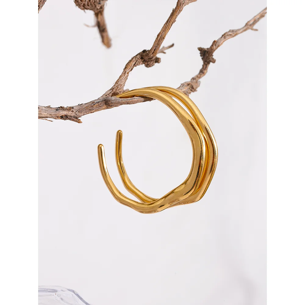 Yhpup minimalista de aço inoxidável geométrico chique brincos à prova dwaterproof água metal 18k banhado a ouro simples diário alta qualidade jóias presente