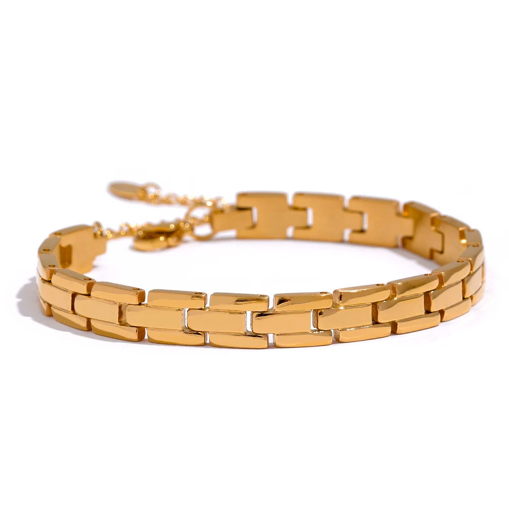 Yhpup 316L Charme de aço inoxidável corrente polida pulseira dourada pulseira ampla Pvd ajustável joias de pulso mulheres homens