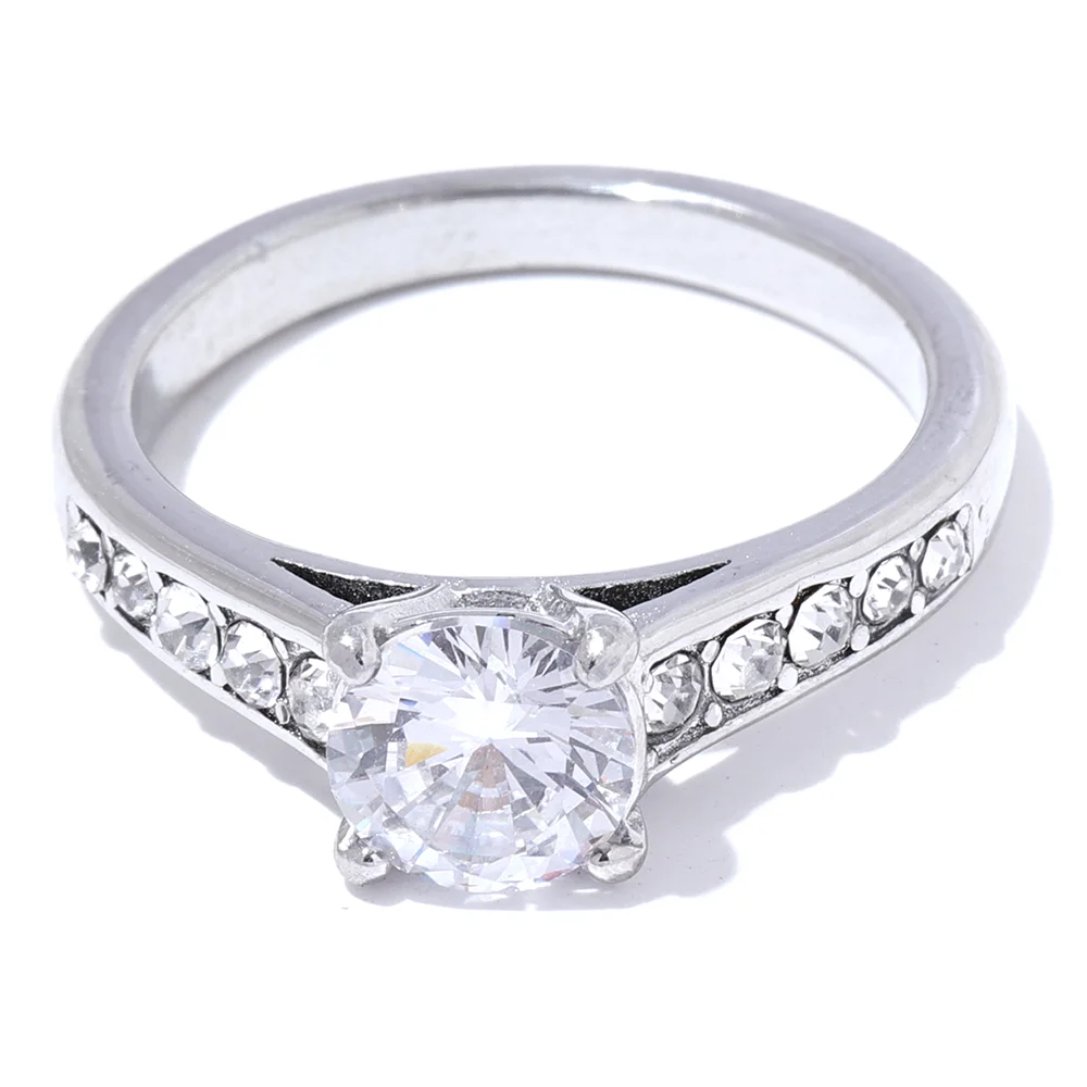 Yhpup 6789 aaa brilhante zircônia cúbica noivado anel de casamento para mulheres moda aço inoxidável premium clássico jóias 2024 presente
