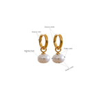 Yhpup alta qualidade imitação de pérolas gota aço inoxidável dourado coreano hoop brincos encantos moda jóias bijoux femme presente