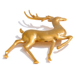 Yhpup-Broches impermeáveis de veado de Natal em aço inoxidável, pino banhado a PVD 18K, jóias unissex para mulheres e homens, acessório Animal Lucky