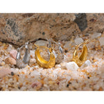 Yhpup 316l aço inoxidável coração geométrico hoop brincos 18k pvd banhado metal textura charme jóias orecchini da donna presente