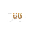 Yhpup brincos de argola pequenos de luxo em aço inoxidável, vintage, delicado, imitação de pérolas, textura, cor dourada, joias da moda à prova d'água