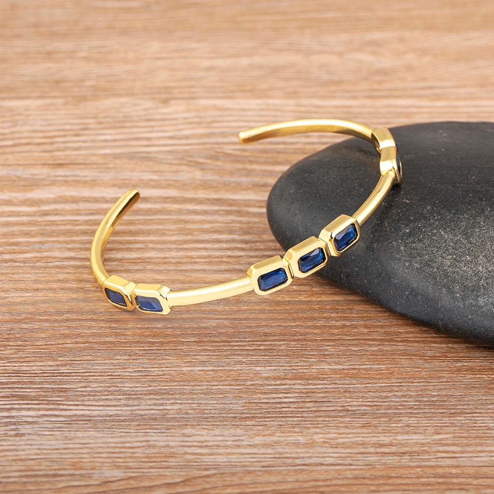 Nidin-Banhado a Ouro Inlay Pulseiras de Zircão para Mulheres, Pulseiras Simples, Luxo Leve, Joalheria Ajustável, Tendência da Moda, Nova