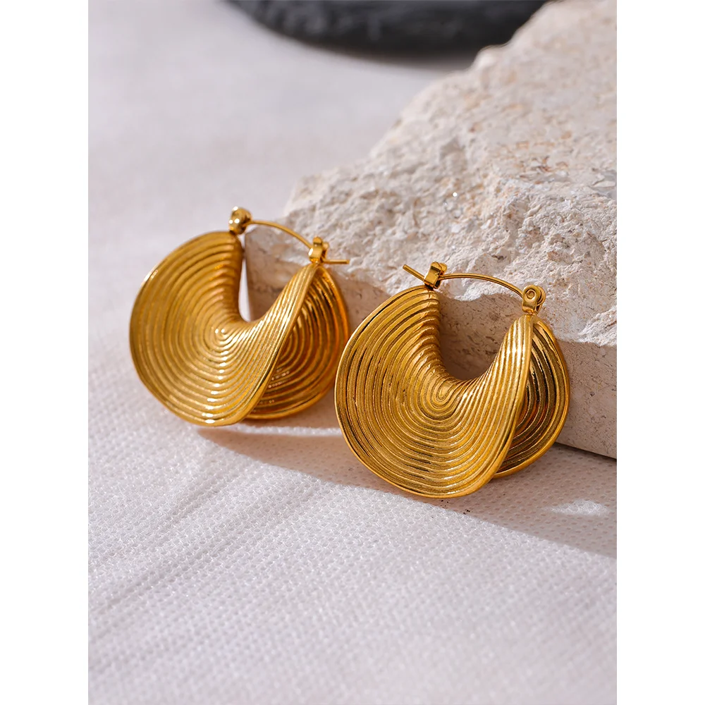 Yhpup elegante exclusivo de aço inoxidável geométrico declaração brincos à prova dwaterproof água criativo metal cor ouro temperamento jóias femininas
