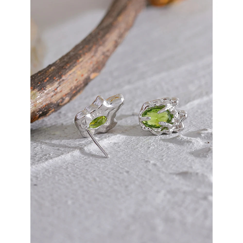 Yhpup-Brincos geométricos para mulheres, zircônia cúbica verde, prata esterlina, delicados, luxo, joias da moda, presente de festa, novo