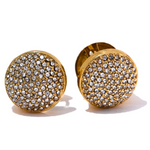 Yhpup luxo bling multi cor zircônia cúbica aço inoxidável redondo oco brincos de argola para mulheres à prova dwaterproof água moda jóias