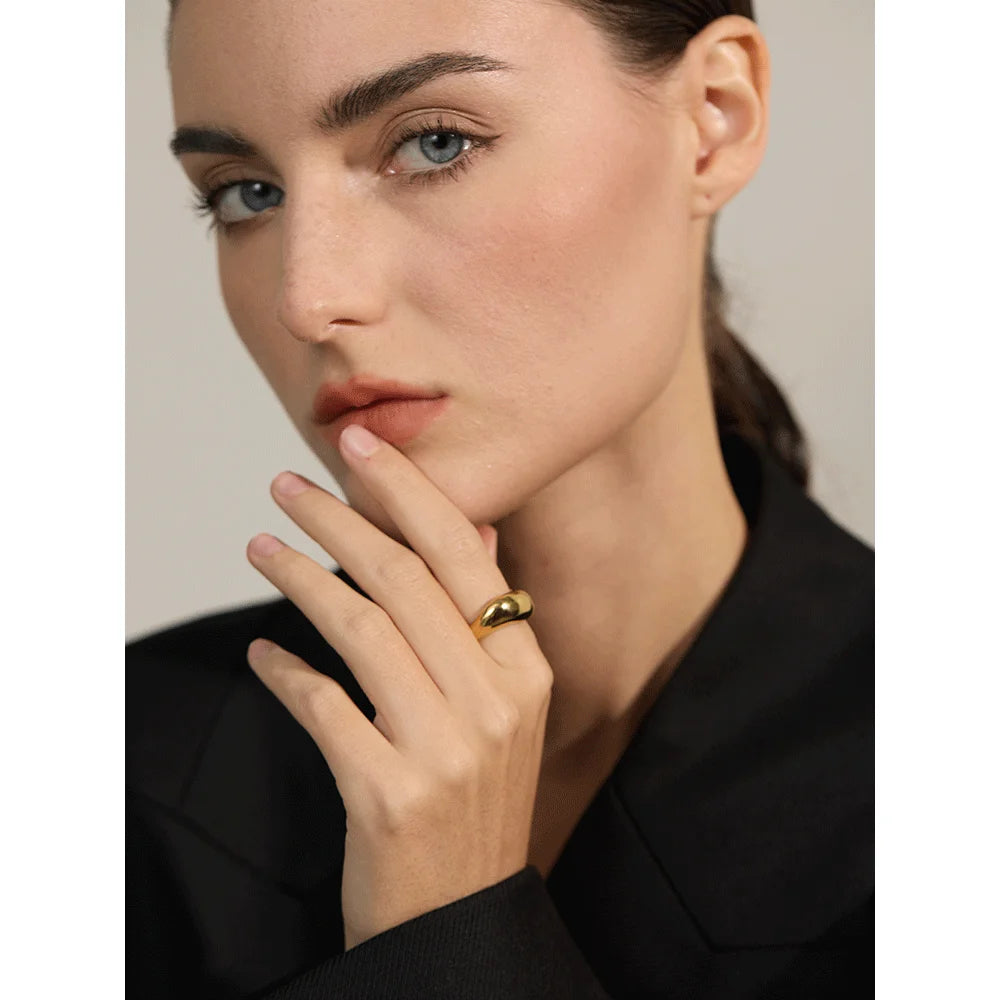 Yhpup minimalista suave aço inoxidável metal geométrico anel de dedo à prova dwaterproof água 18k pvd banhado jóias distintas bijoux novo