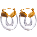 Yhpup nova resina colorida de aço inoxidável redondo y2k brincos de argola na moda uso diário orelha charme jóias bijoux presente