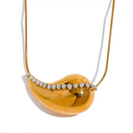 Yhpup popular incrustado zircônia cúbica gota de água pingente colar de aço inoxidável requintado estilo quente colar jóias presente