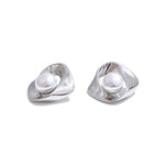 Yhpup estilo coreano imitação de pérola geométrica irregular brinco moda aço inoxidável diário versátil jóias à prova dwaterproof água