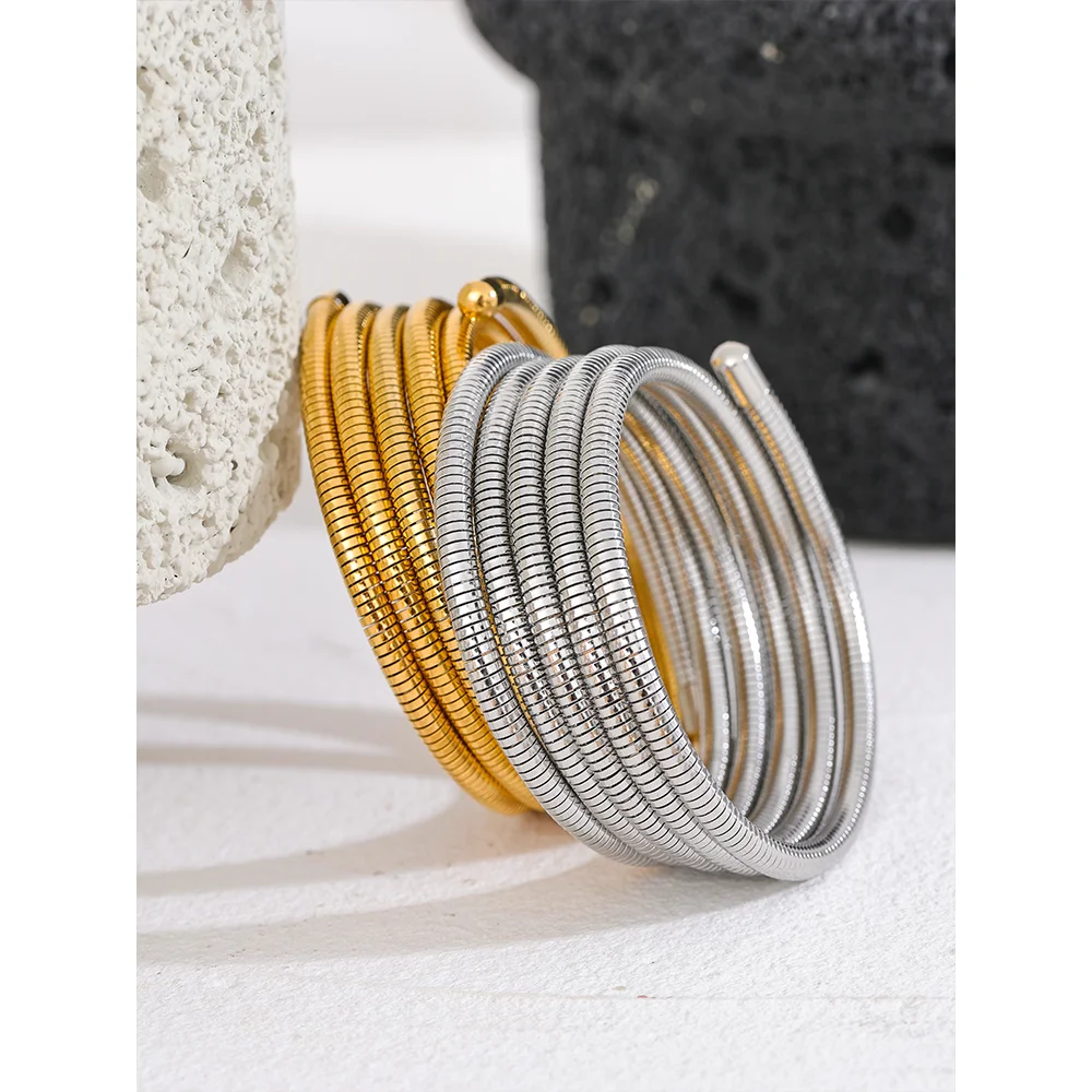 Pulseira Empilhável de Aço Inoxidável com Banho de Ouro - Lafemininy