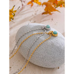 Yhpup 2025 aço inoxidável natural amazonita pedra pingente colar estilo coreano requintado moda jóias presente à prova dwaterproof água