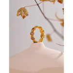 Yhpup Anel de flor de zircônia cúbica colorida 18K cor dourada PVD banhado a aço inoxidável moda dedo joias acessórios presente