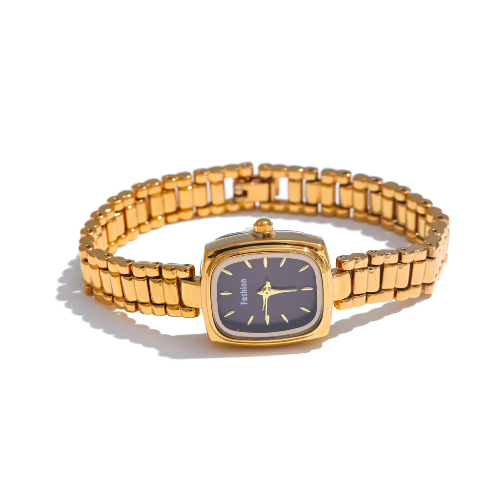 Yhpup Moda Relógio Lades' de Aço Inoxidável com Movimento Japão À Prova D 'Água Polido Brilhante 18K Ouro PVD Banhado Acessórios de Jóias