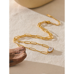 Yhpup premium aaa zircônia cúbica pingente colar cor de ouro corrente aço inoxidável geométrico jóias de alta qualidade para mulher