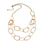 Yhpup círculo de aço inoxidável link dupla camada corrente colar dourado resistente à água metal moda declaração jóias acessórios