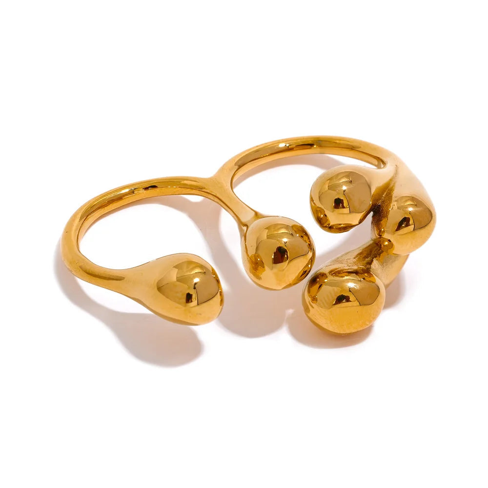 Yhpup Anel de moda individualista criativo de aço inoxidável à prova d'água ouro prata cor textura joias para presente feminino