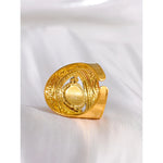 Yhpup vintage vermelho azul pedra natural anel aberto de aço inoxidável joias da moda para mulheres