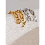 Yhpup 316L Aço Inoxidável Textura de Metal Pulseira de Corrente Oval Pulseira Homens Mulheres 18K PVD Banhado Toggle-Fechos Jóias de Declaração