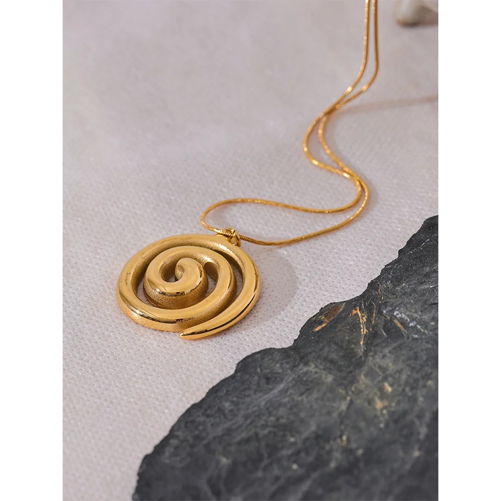 Yhpup na moda aço inoxidável círculo redondo pingente colar 18k pvd banhado à prova dwaterproof água declaração pescoço jóias bijoux femme novo