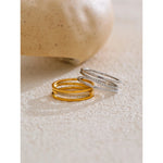 Yhpup 6789 # Anel de zircônia cúbica de aço inoxidável requintado ouro prata cor resistente a manchas metal na moda joias diárias